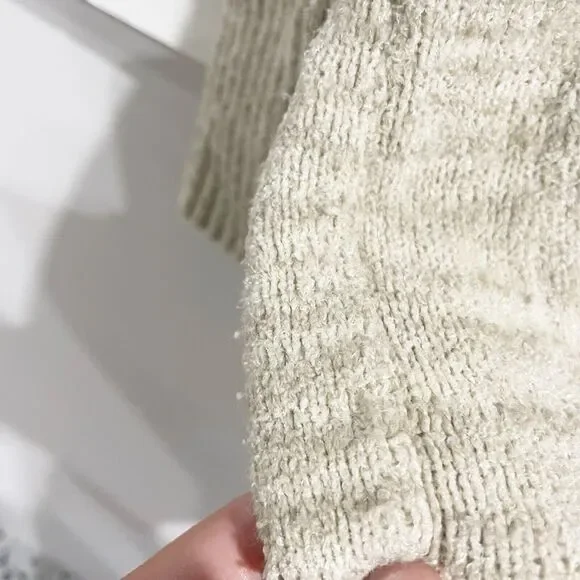 Anthropologie Women Medium Long Line Cream Beige Knit Cardigan Pockets Cozy - Picture 7 of 7